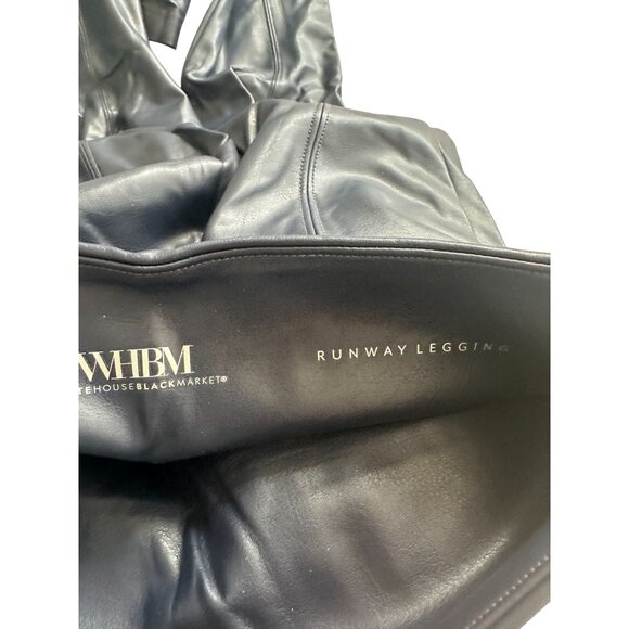 WHITE HOUSE BLACK MARKET Navy Leatherette Runway Leggings Size 4 - Picture 6 of 9